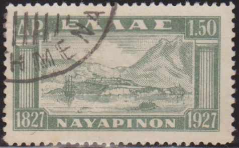 Grecia 1927 Scott 338 Sello º Bahia de Navarino y Pylos 1,50d Grèce Greece